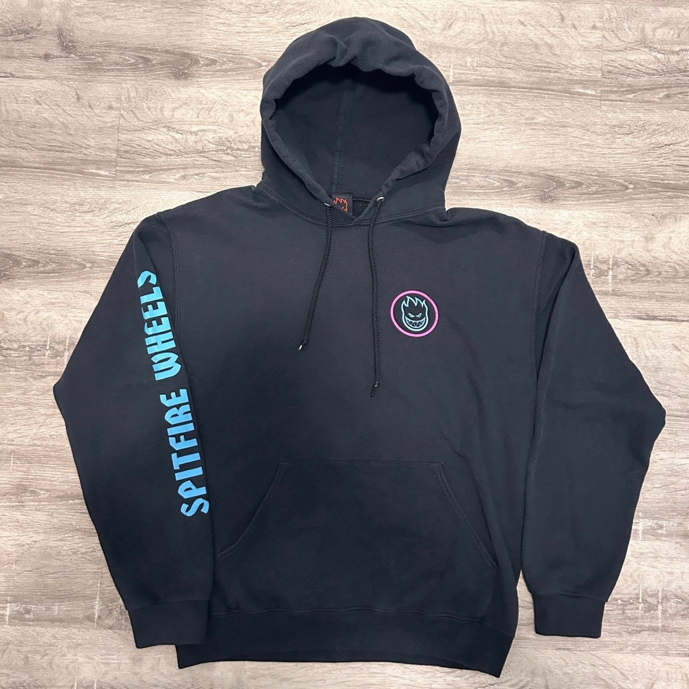 Y2K Spitfire “The End” Wheel Pink & Blue Skater Hoodie